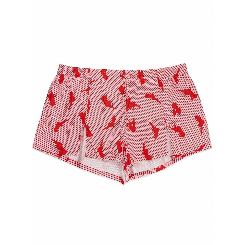 Savage X Fenty Night Star Chaser Shorts Red White Stripe Pinup Print 4X NWT